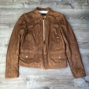 Massimo Dutti Brown Leather Jacket